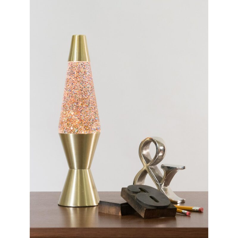 14.5″ LAVA Lamp Rainbow Glitter – Clear/Gold - US 6797